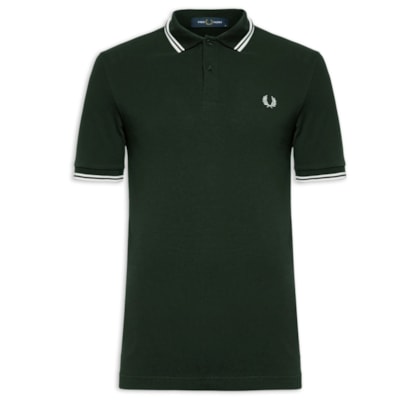 Polo Masculina Twin Tipped Regular Fit Em Piquet De Algodão - Verde