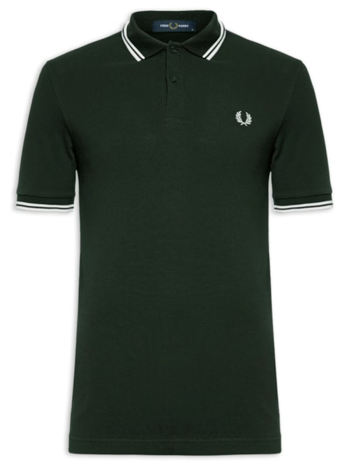Polo Masculina Twin Tipped Regular Fit Em Piquet De Algodão - Verde