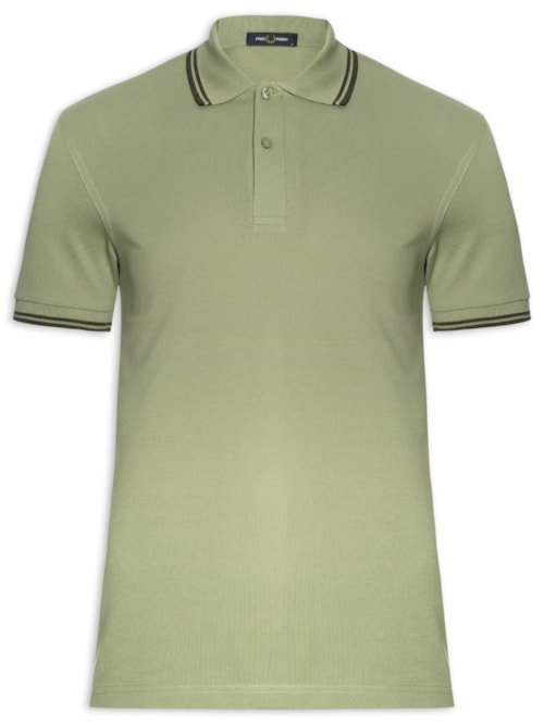 Polo Masculina Twin Tipped Regular Fit Em Piquet De Algodão - Verde