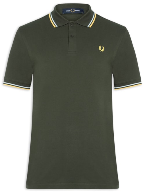 Polo Masculina Twin Tipped Regular Fit Em Piquet De Algodão - Verde