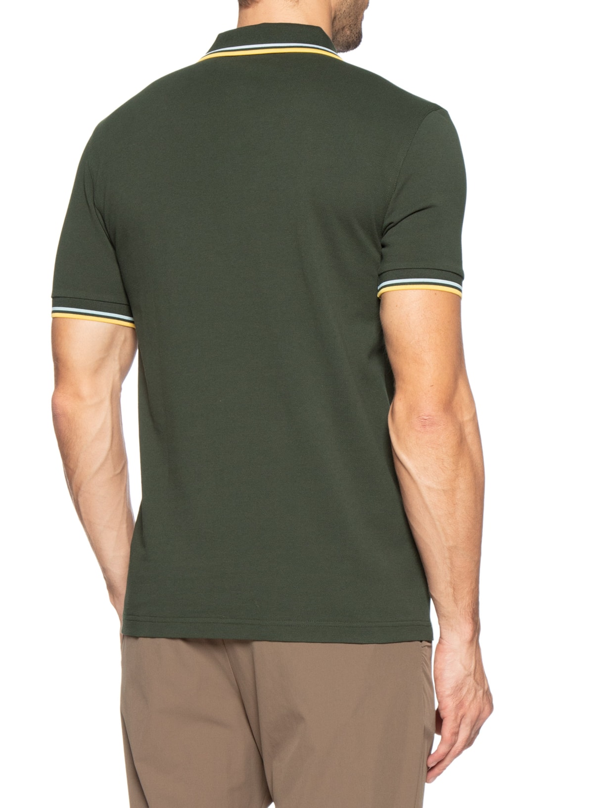 Polo Masculina Twin Tipped Regular Fit Em Piquet De Algodão Verde Fred Perry
