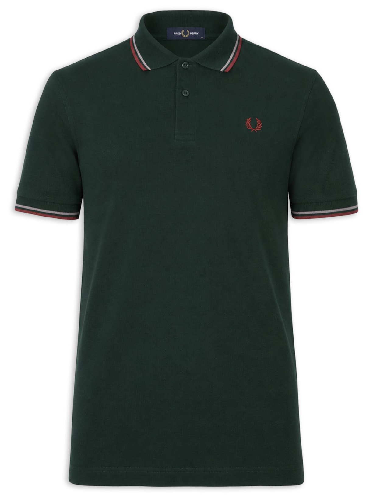 Polo Masculina Twin Tipped Regular Fit Em Piquet De Algodão Verde Fred Perry