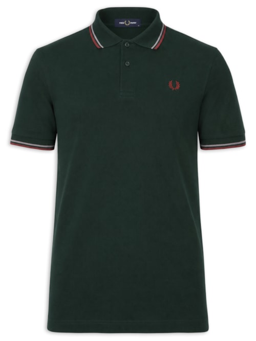 Polo Masculina Twin Tipped Regular Fit Em Piquet De Algodão - Verde