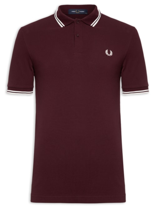 Polo Masculina Twin Tipped Regular Fit Em Piquet De Algodão - Vermelho