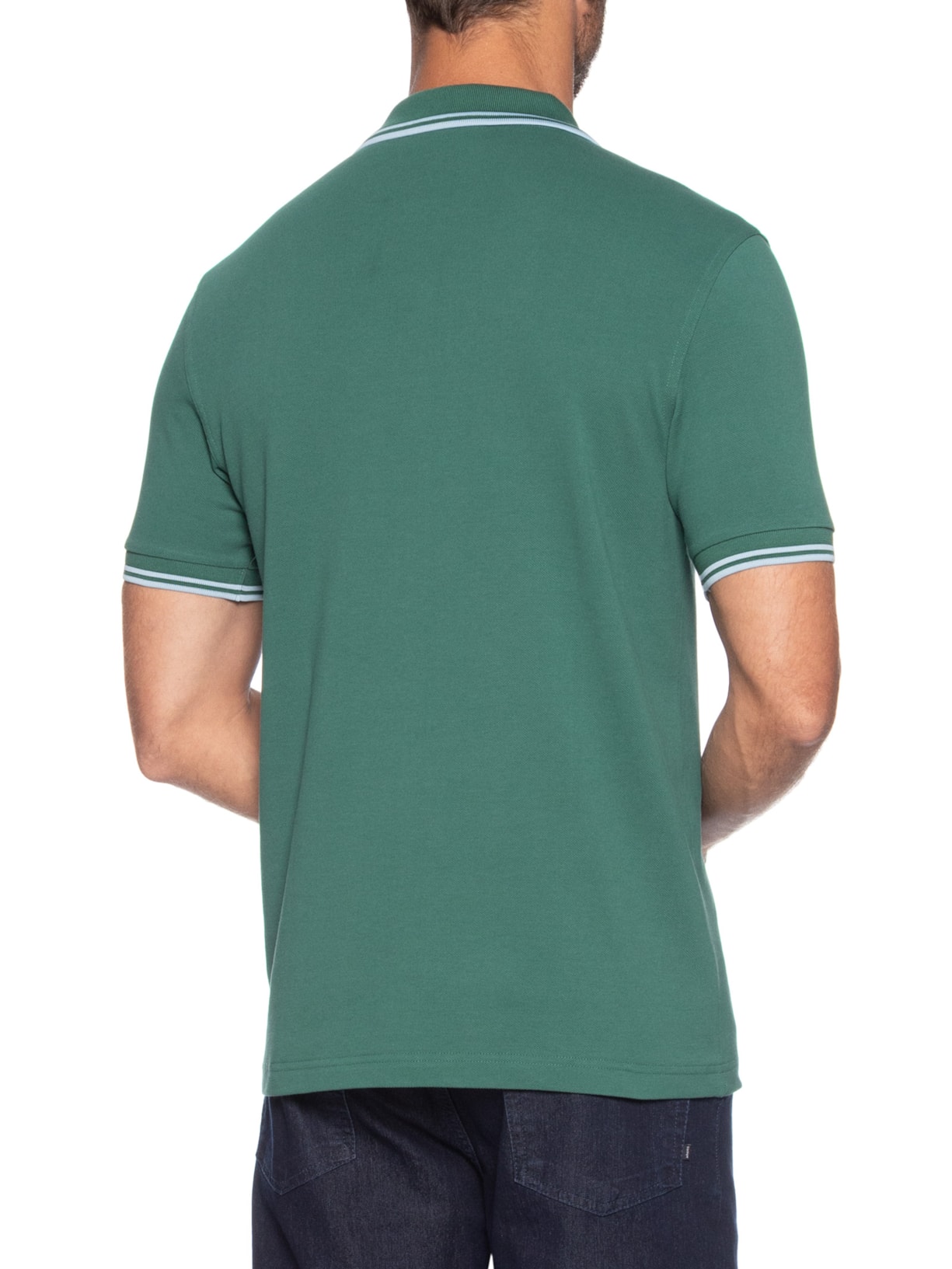 Polo Masculina Twin Tipped Regular Fit Piquet Algodão Verde Fred Perry