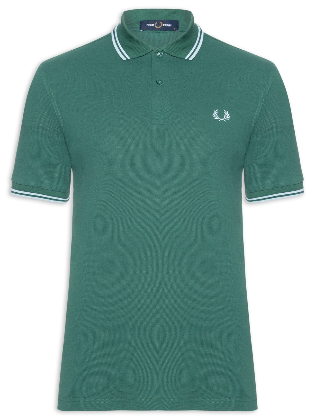 Polo Masculina Twin Tipped Regular Fit Piquet Algodão Verde Fred Perry