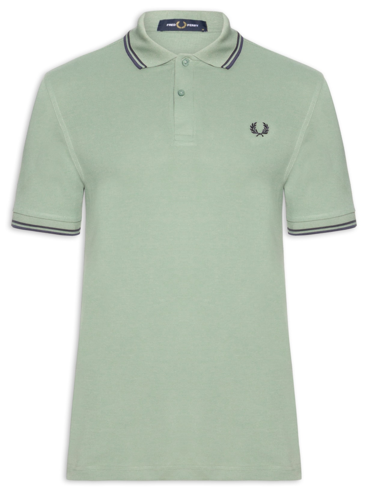 Polo Masculina Twin Tipped Regular Fit Piquet Algodão Verde Fred Perry