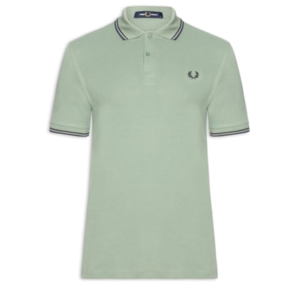 Polo Masculina Twin Tipped Regular Fit Piquet Algodão - Verde