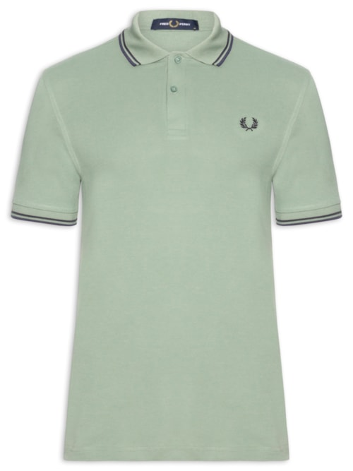 Polo Masculina Twin Tipped Regular Fit Piquet Algodão - Verde