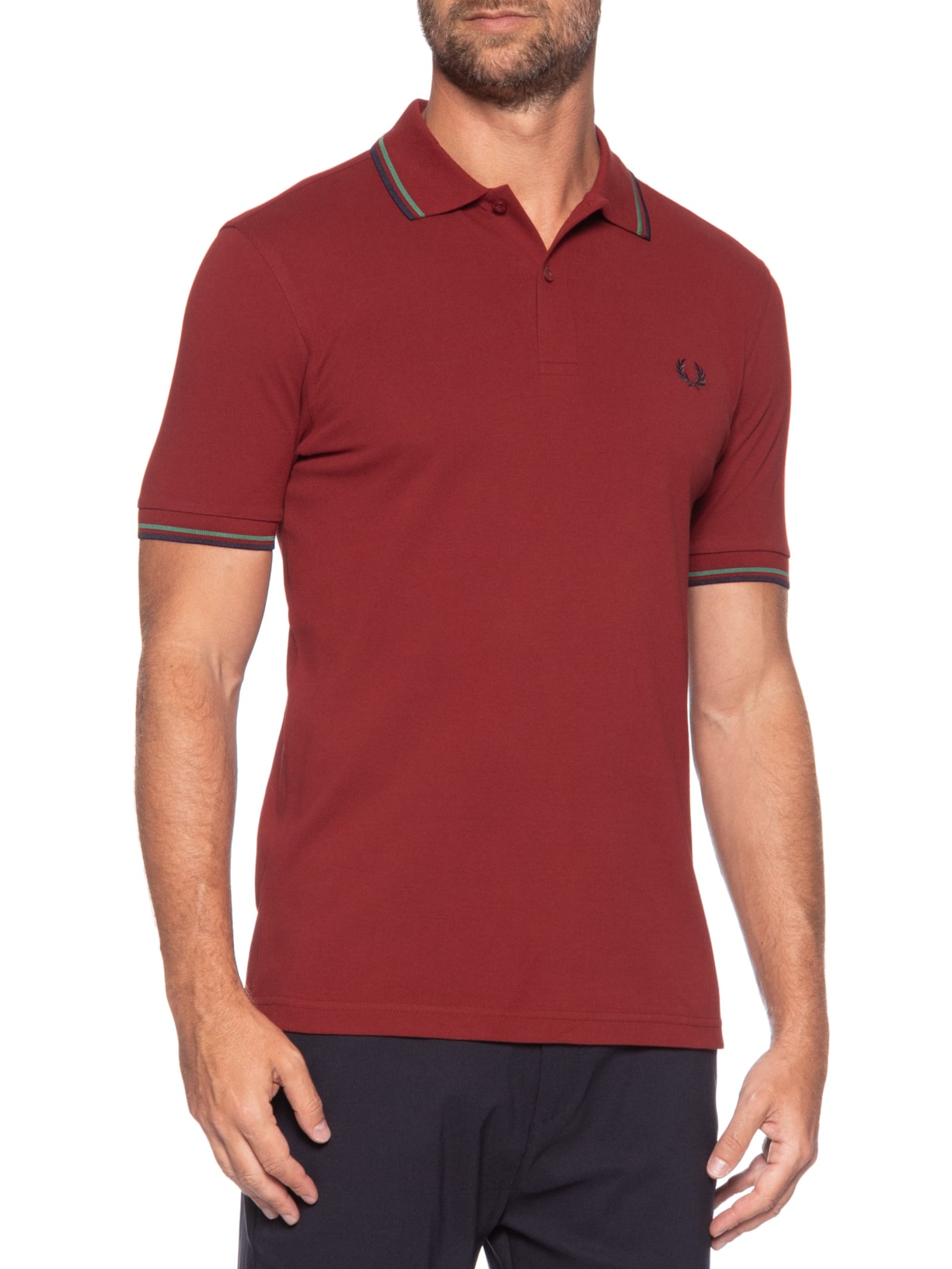 Polo Masculina Twin Tipped Regular Fit Piquet Algodão Vermelho Fred Perry