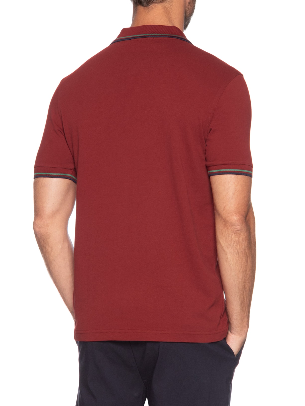 Polo Masculina Twin Tipped Regular Fit Piquet Algodão Vermelho Fred Perry
