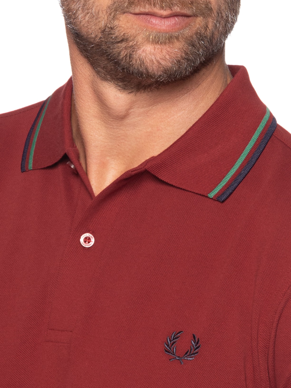 Polo Masculina Twin Tipped Regular Fit Piquet Algodão Vermelho Fred Perry