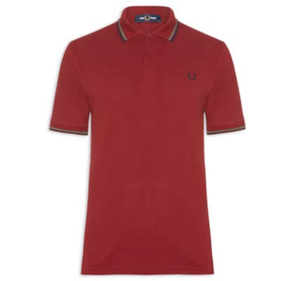 Polo Masculina Twin Tipped Regular Fit Piquet Algodão - Vermelho