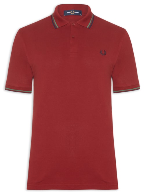 Polo Masculina Twin Tipped Regular Fit Piquet Algodão - Vermelho