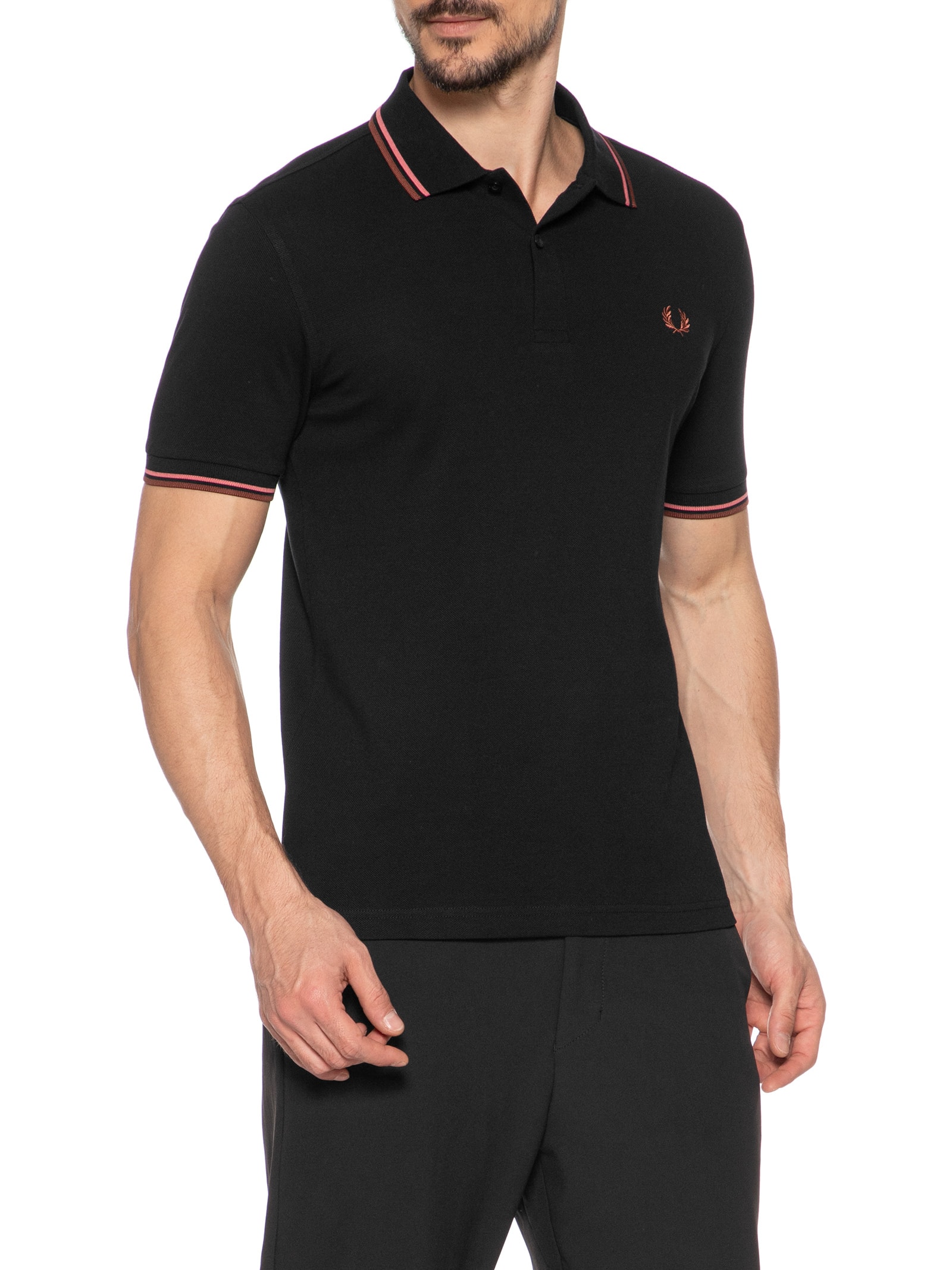 Fred Perry - Polo Masculina Twin Tipped Regular Fit - Preto