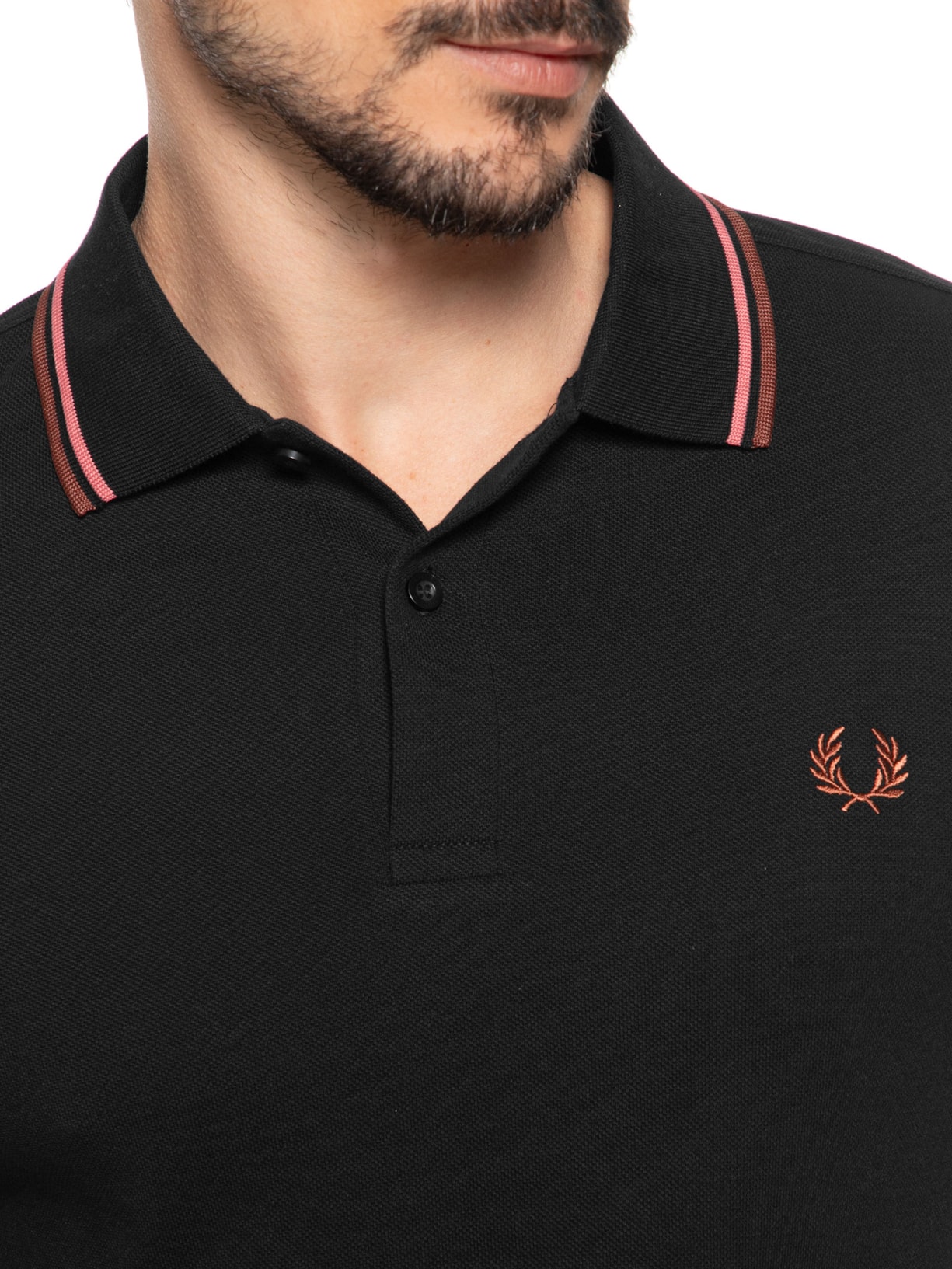 Polo Masculina Twin Tipped Regular Fit Preto Fred Perry