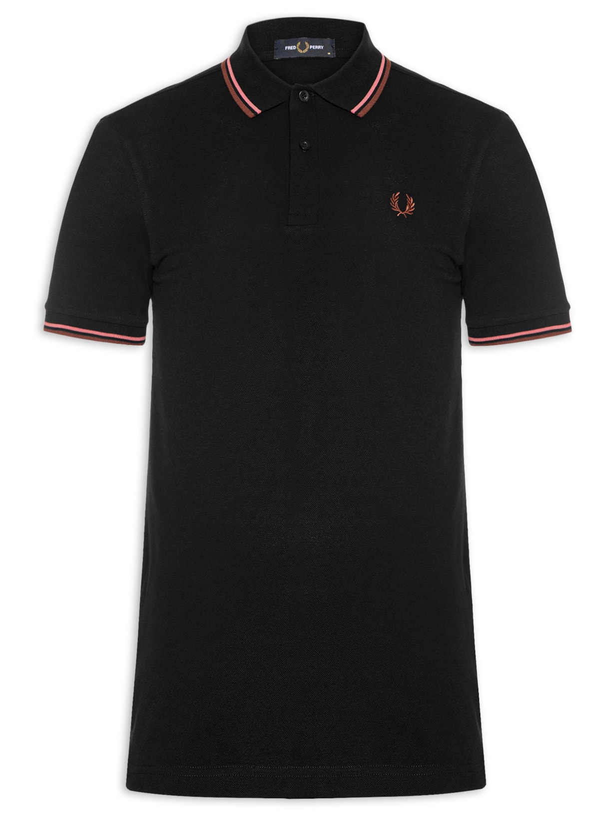 Polo Masculina Twin Tipped Regular Fit Preto Fred Perry