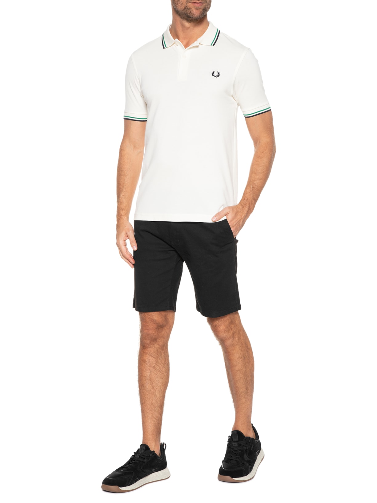 Polo Masculina Twin Tipped Shirt Bege Fred Perry