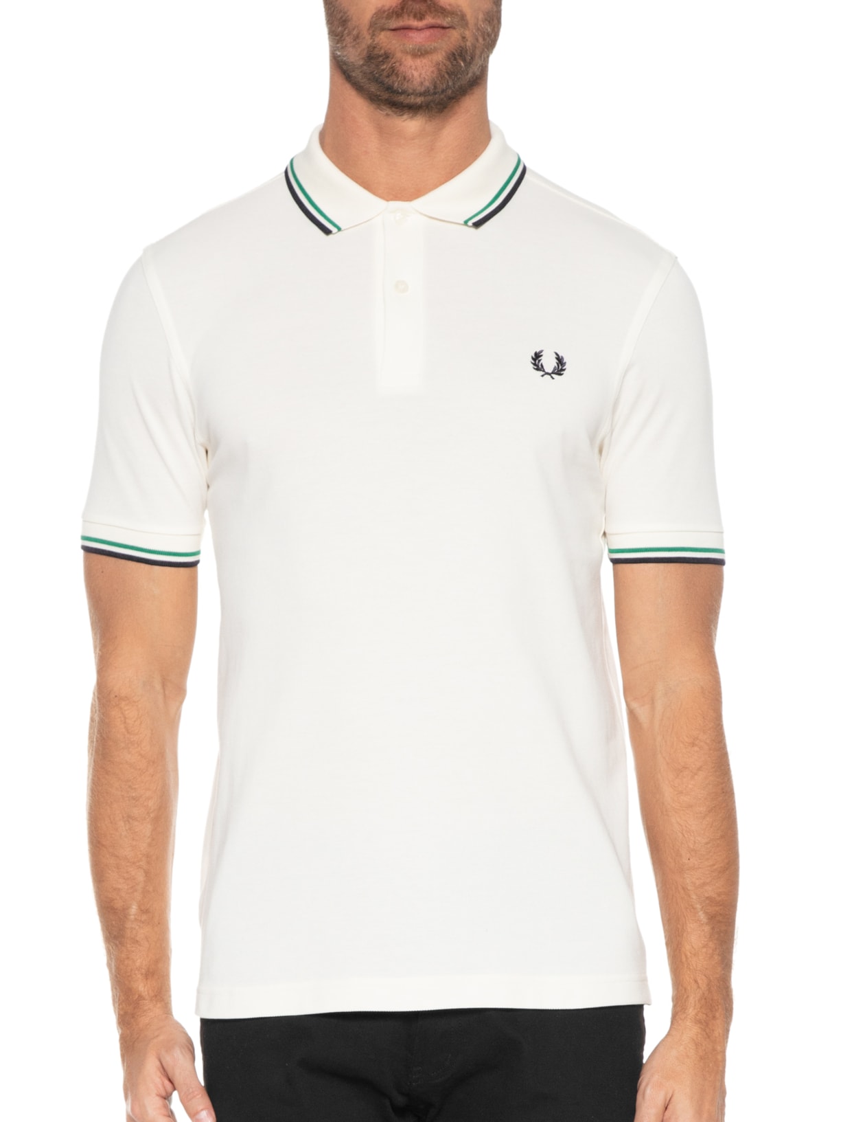 Polo Masculina Twin Tipped Shirt Bege Fred Perry