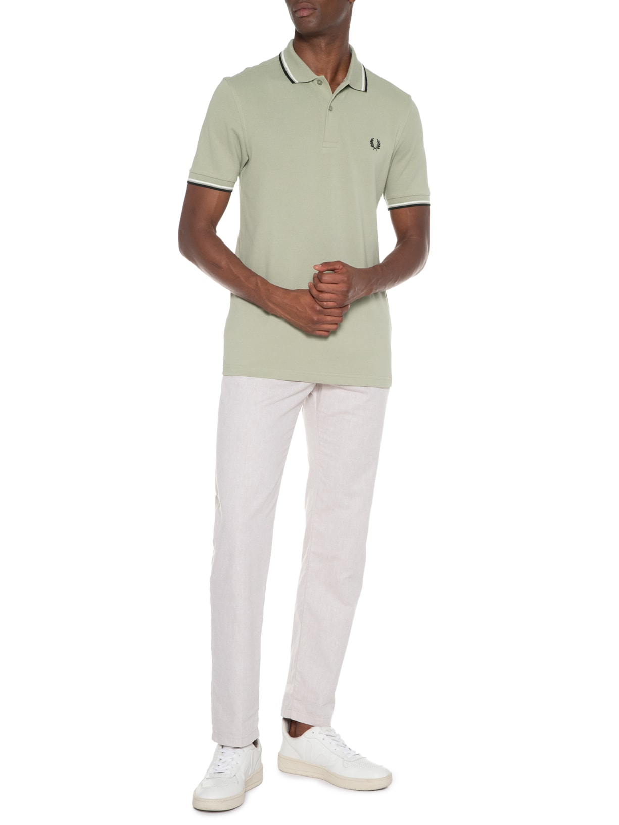 Polo Masculina Twin Tipped Shirt Cinza Fred Perry