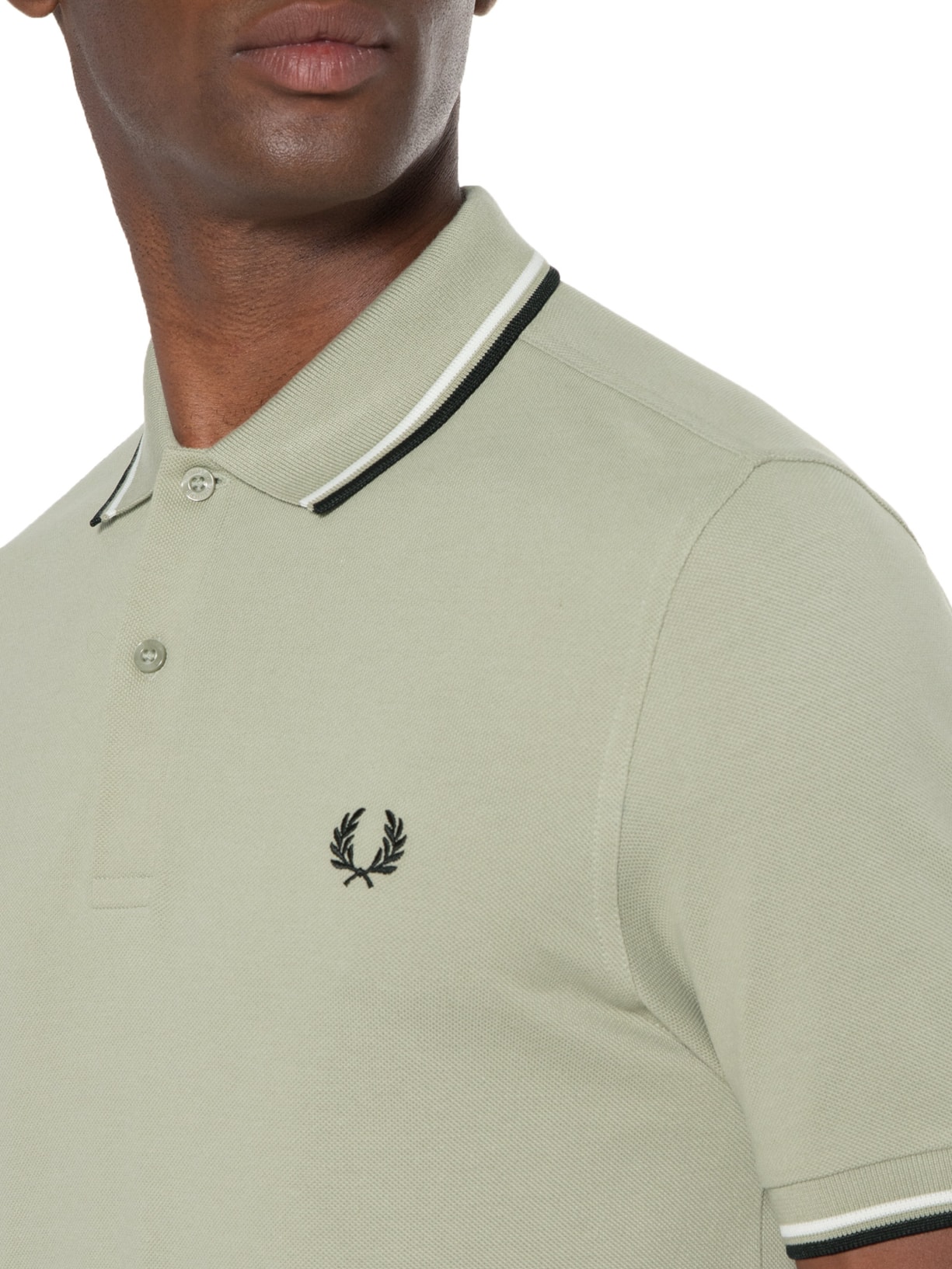 Polo Masculina Twin Tipped Shirt Cinza Fred Perry