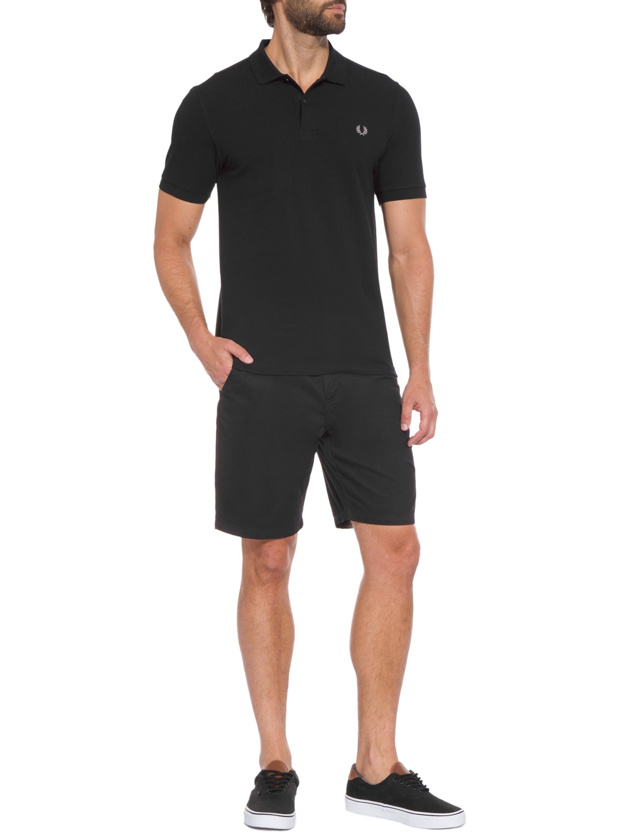 Polo Masculina Twin Tipped Shirt Preto Fred Perry