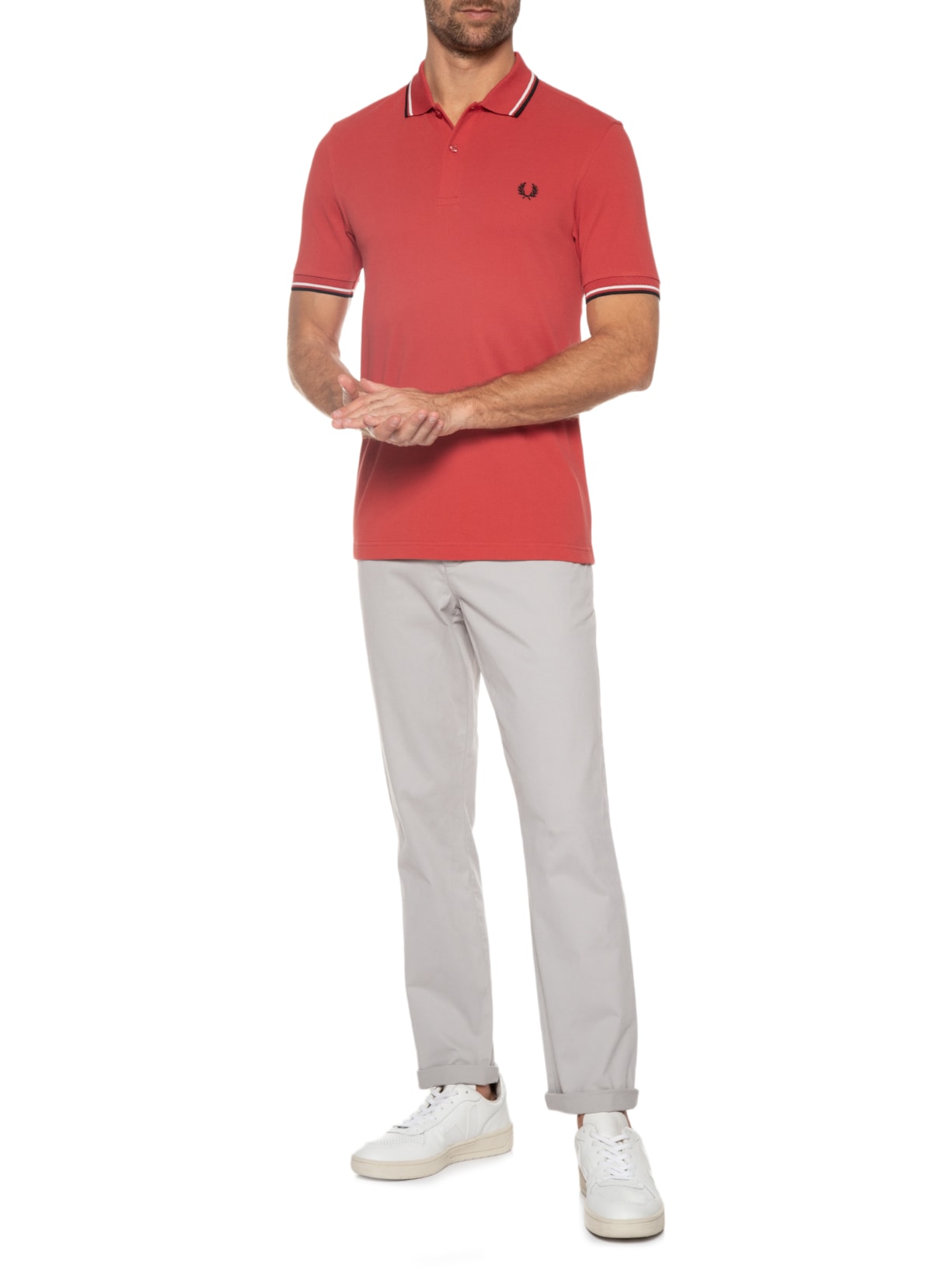 Polo Masculina Twin Tipped Vermelho Fred Perry