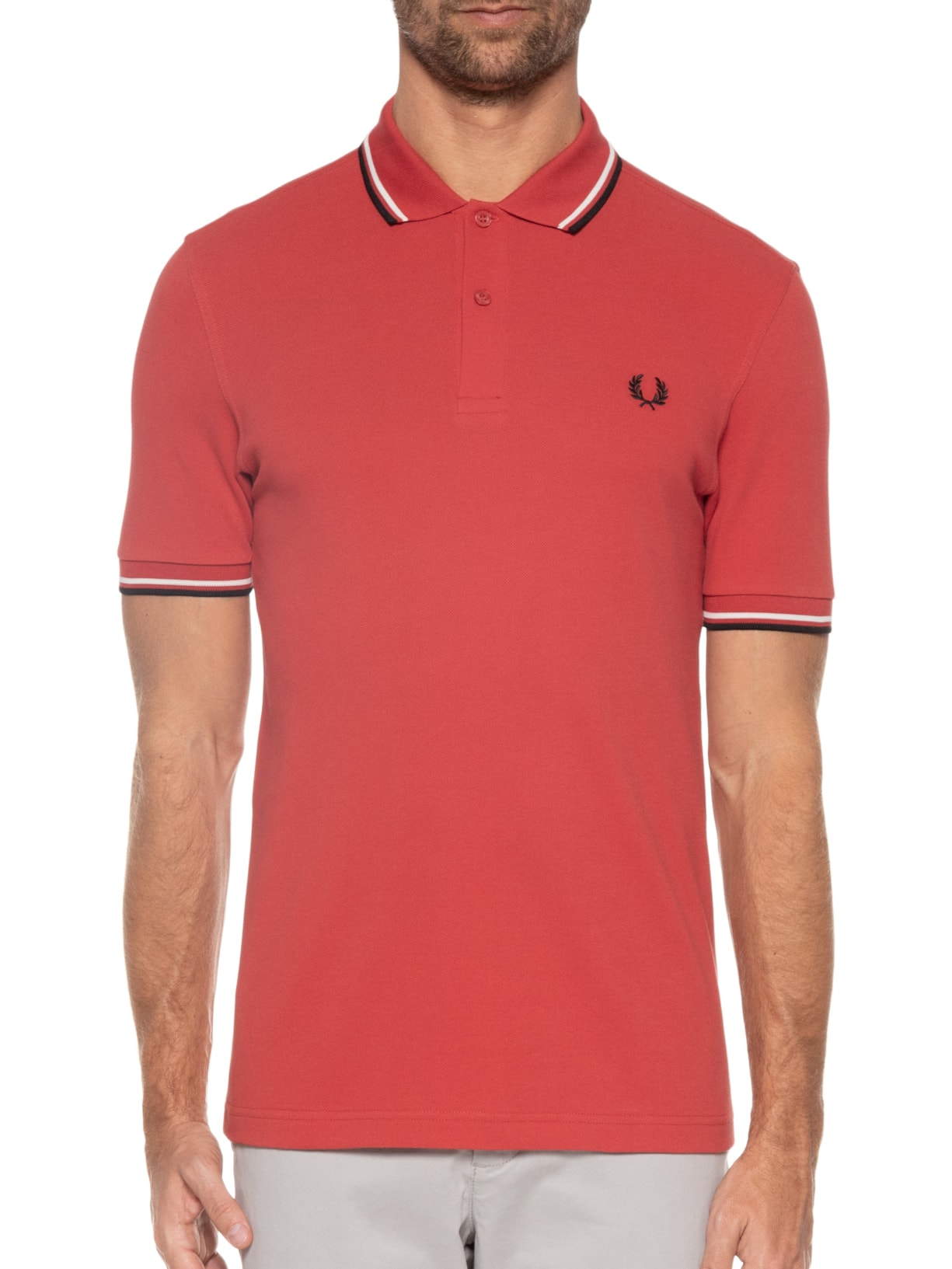 Polo Masculina Twin Tipped Vermelho Fred Perry