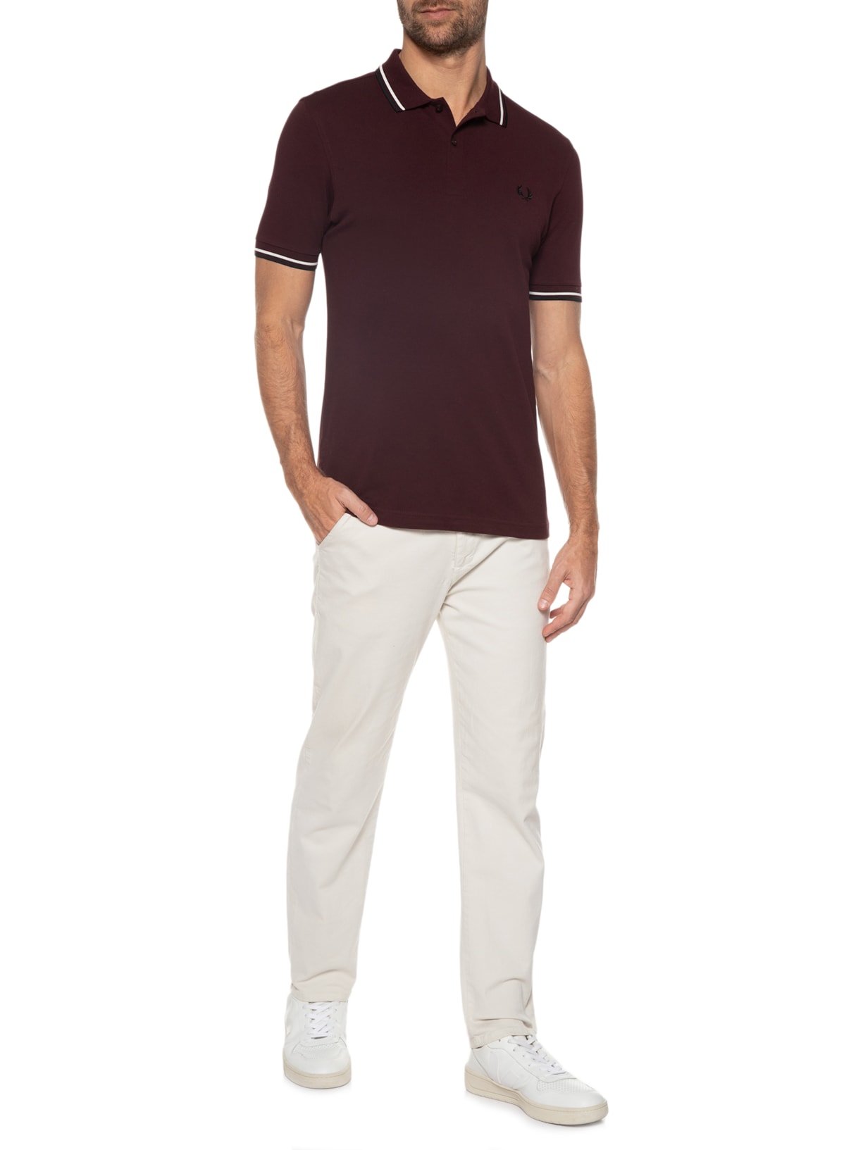 Polo Masculina Twin Tipped Vinho Fred Perry