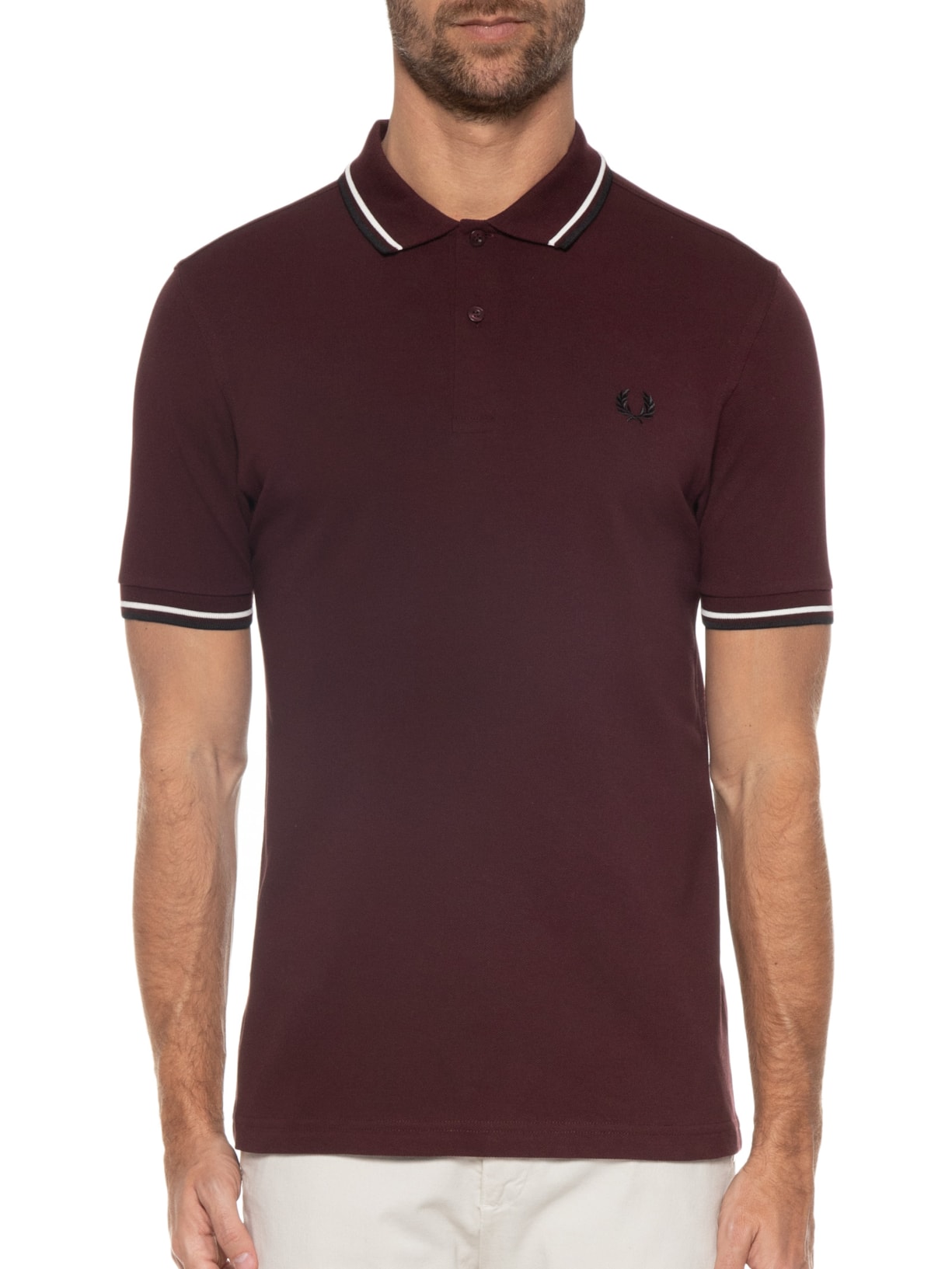 Polo Masculina Twin Tipped Vinho Fred Perry