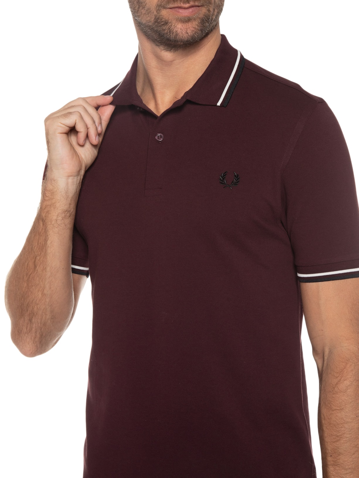 Polo Masculina Twin Tipped Vinho Fred Perry