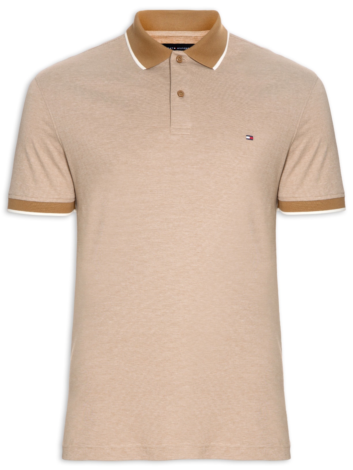 Polo Masculina Two Tone - Bege