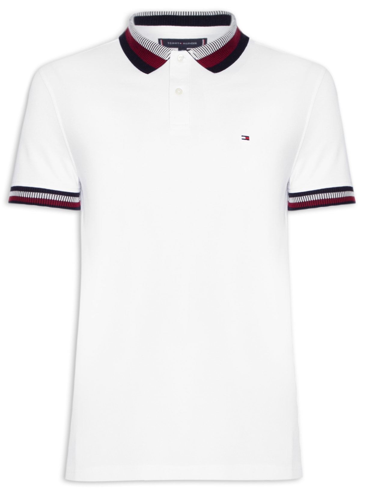 Polo Masculina Two Tone Shado Collar Reg - Branco