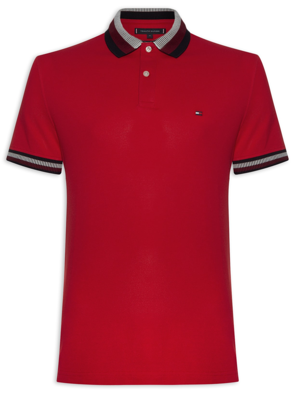 Polo Masculina Two Tone Shado Collar Regular - Vermelho