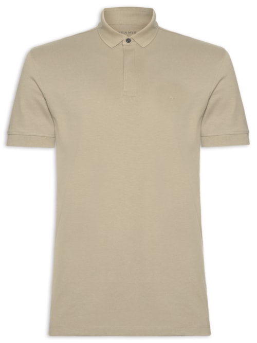 Polo Masculina Vista Coberta Em Piquet Colorfix - Bege