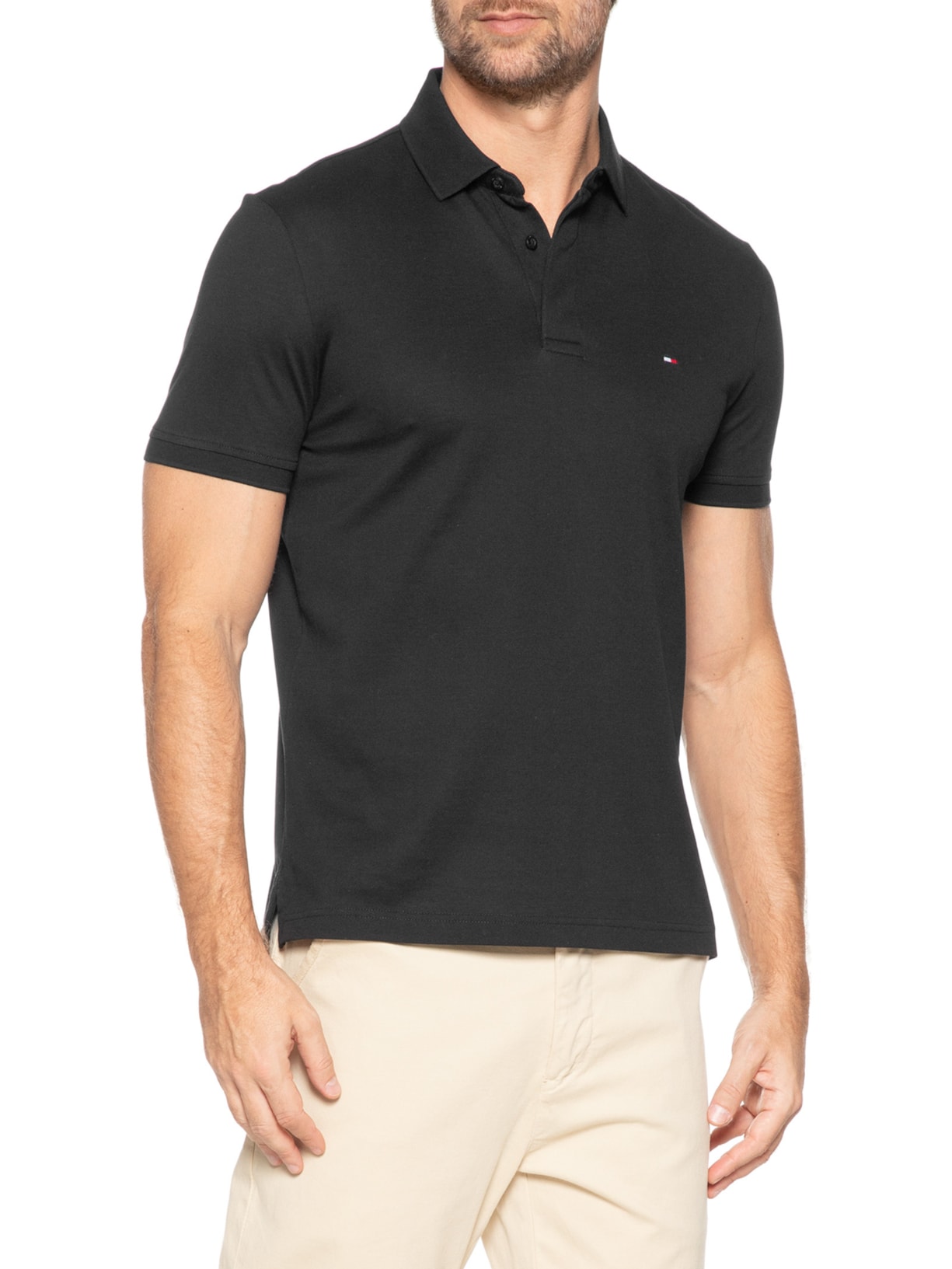 Polo Masculina Vista Coberta Regular Fit Preto Tommy Hilfiger