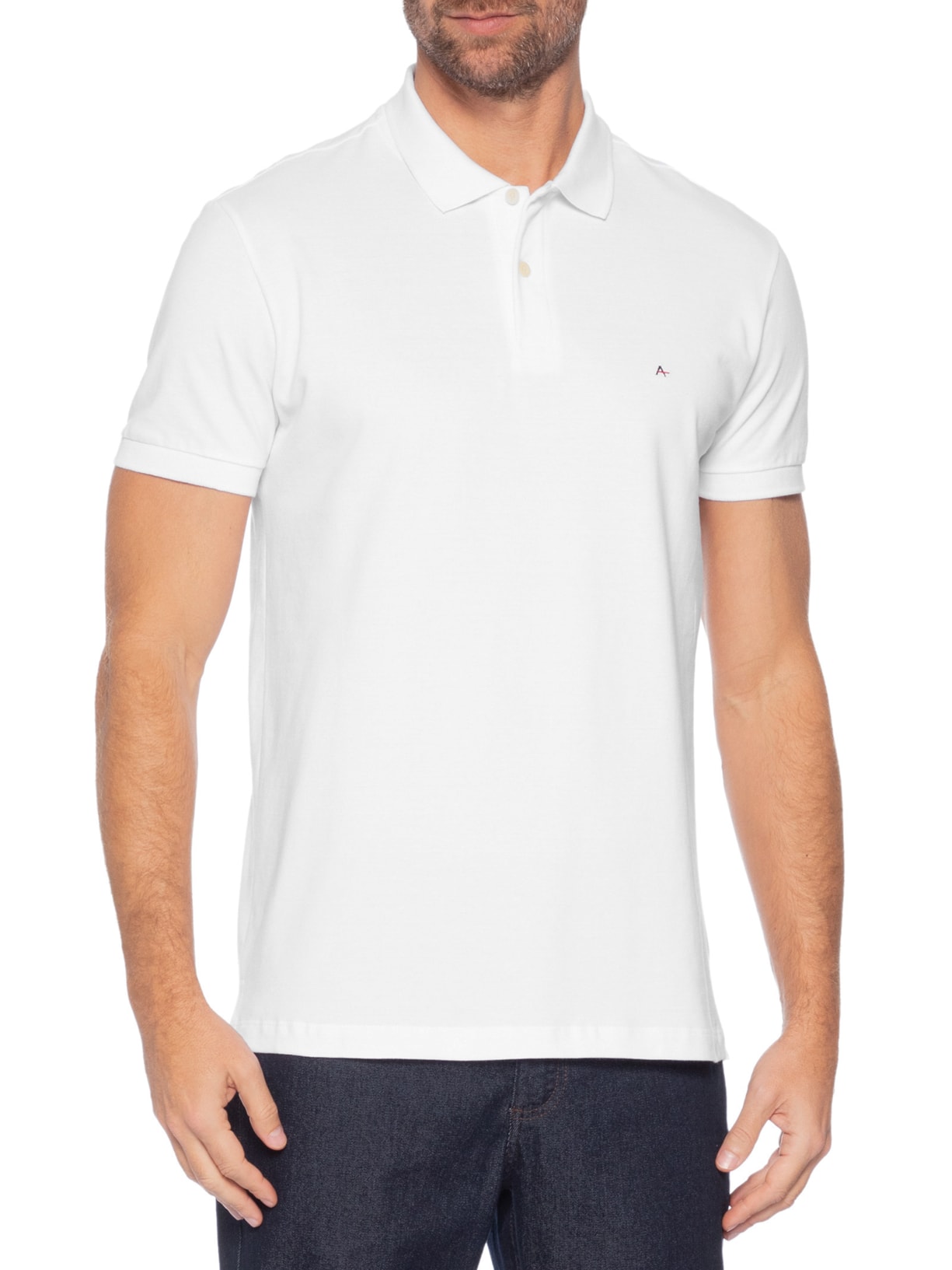 Polo Masculina Vista com Detalhe Interno Branco Aramis
