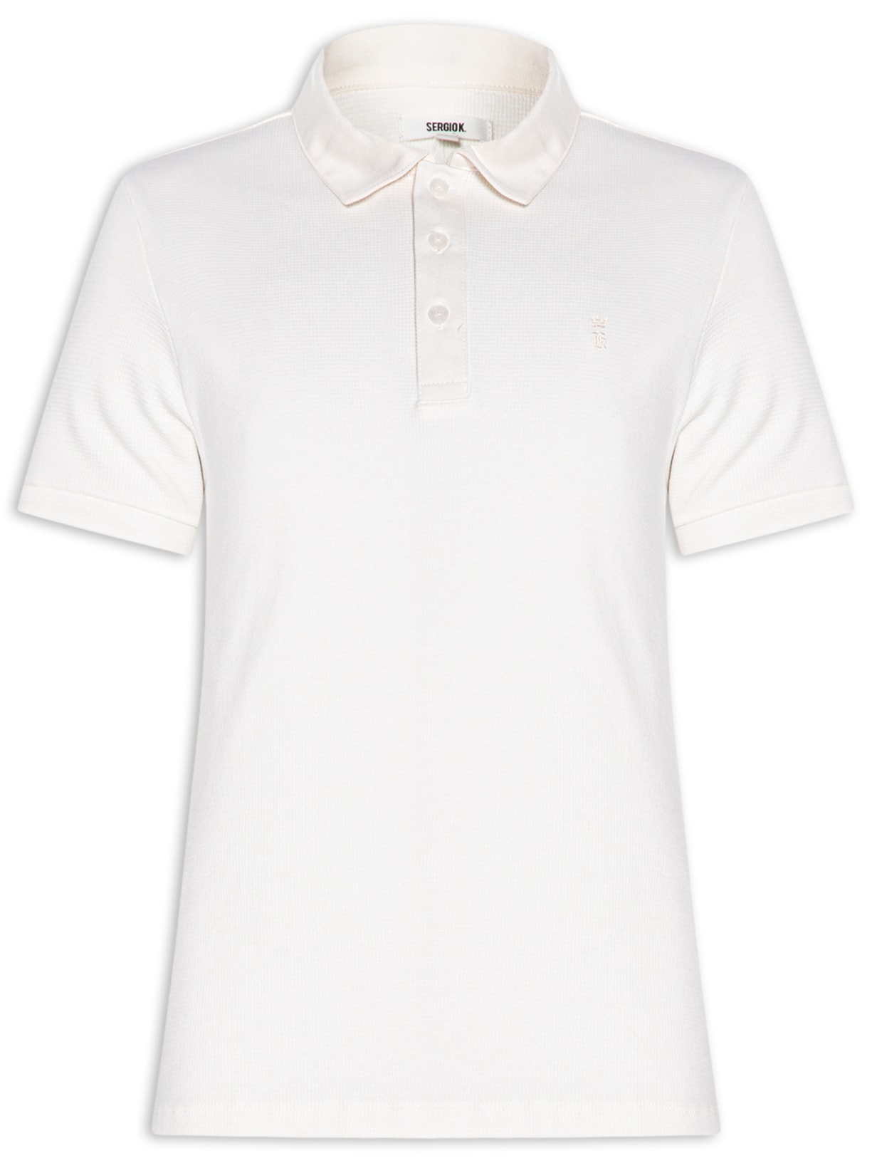 Polo Masculina Waffle com Sarja Branco Sergio K
