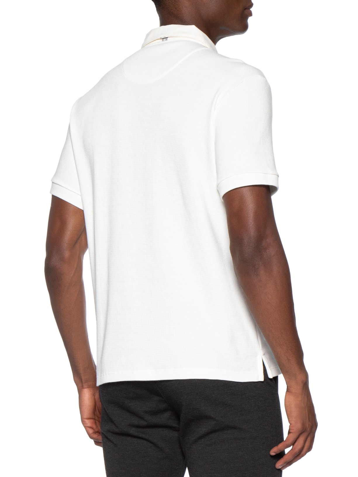 Polo Masculina Waffle com Sarja Branco Sergio K