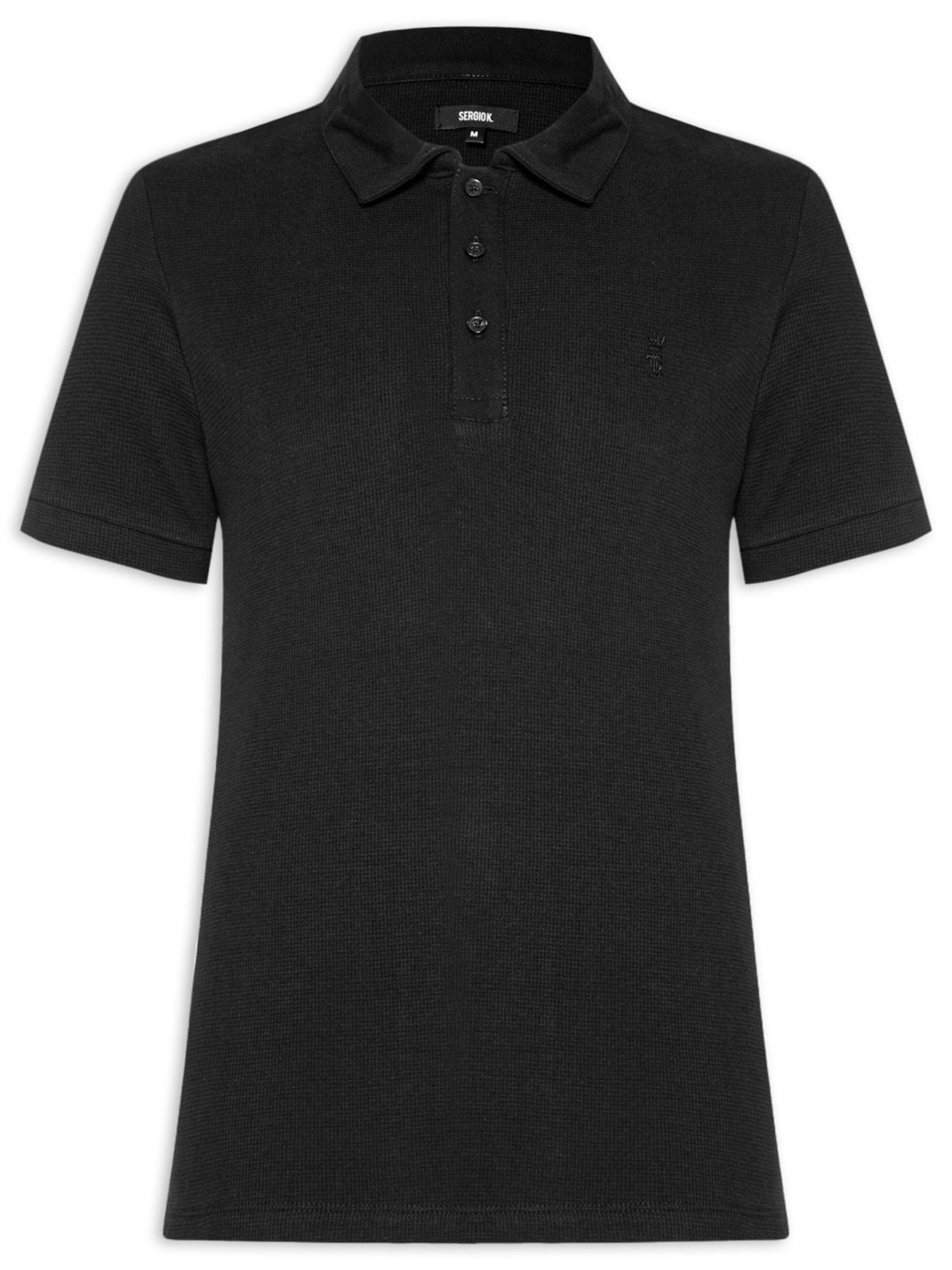 Polo Masculina Waffle Com Sarja Preto Sergio K