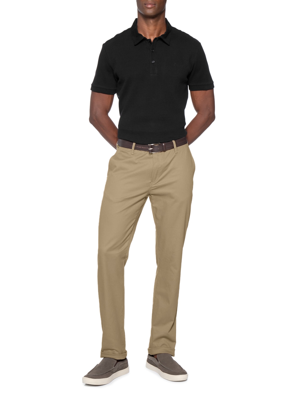 Polo Masculina Waffle Com Sarja Preto Sergio K