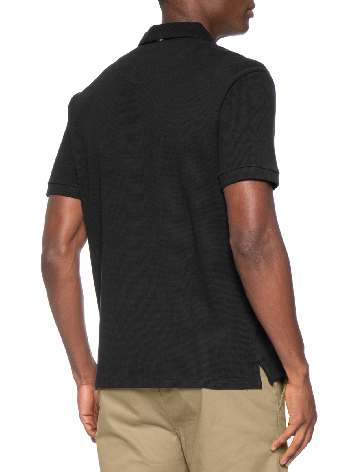 Polo Masculina Waffle Com Sarja Preto Sergio K
