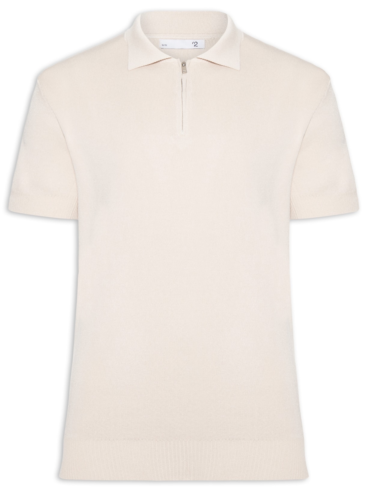 Polo Masculina Zíper Em Tricot - Bege