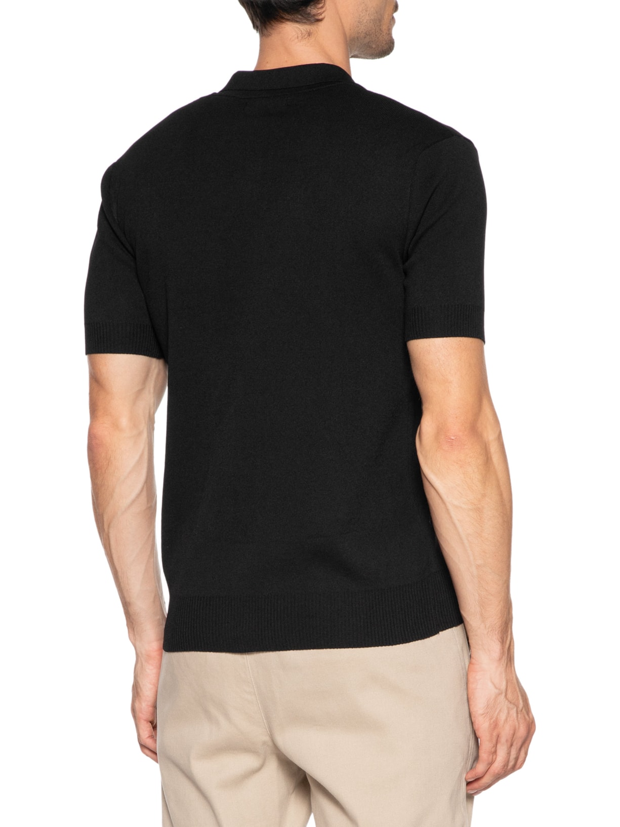 Polo Masculina Zíper Em Tricot Preto '2 Essential