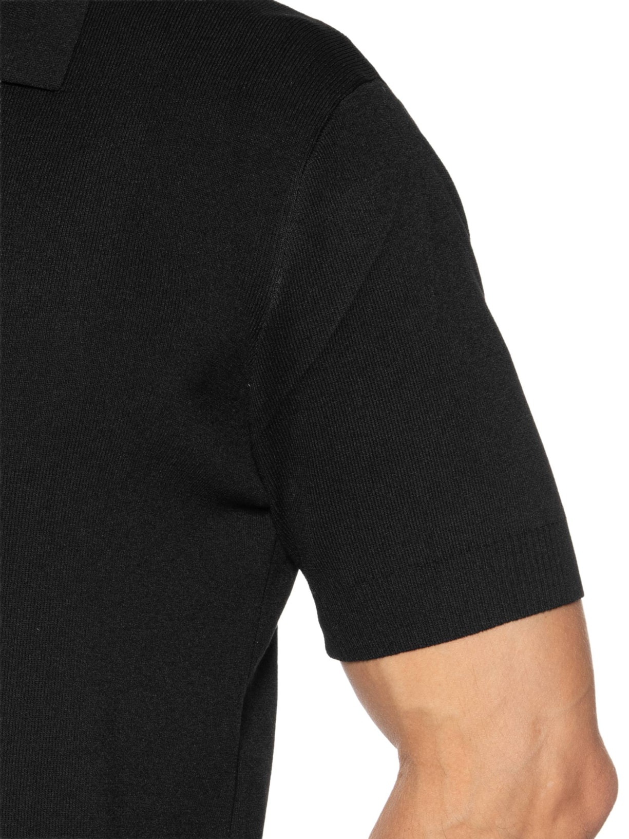 Polo Masculina Zíper Em Tricot Preto '2 Essential