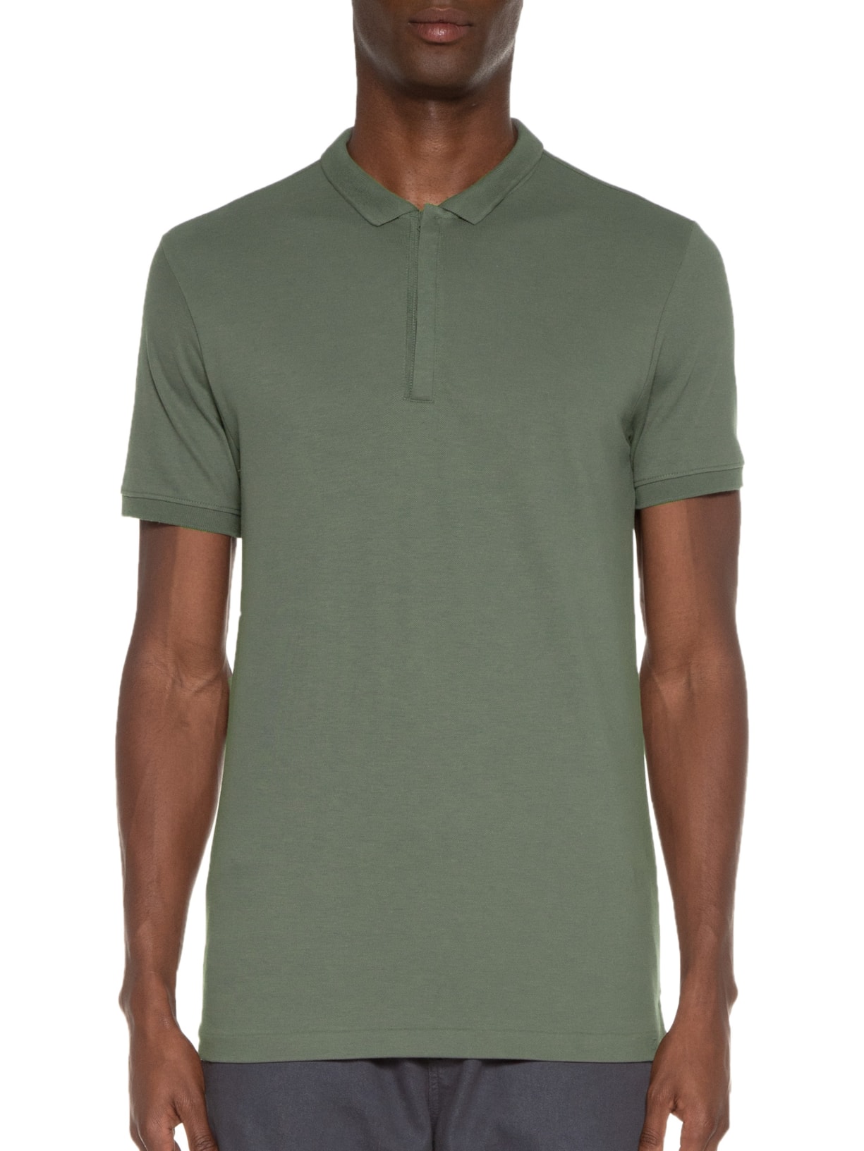 Polo Masculina Zíper Piquet Nec Cinza Ricardo Almeida