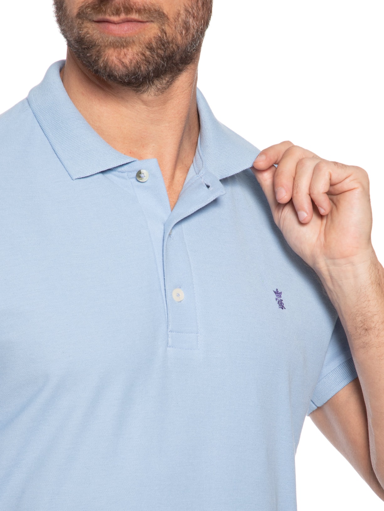 Polo Masculino Básica Em Piquet Azul Sergio K