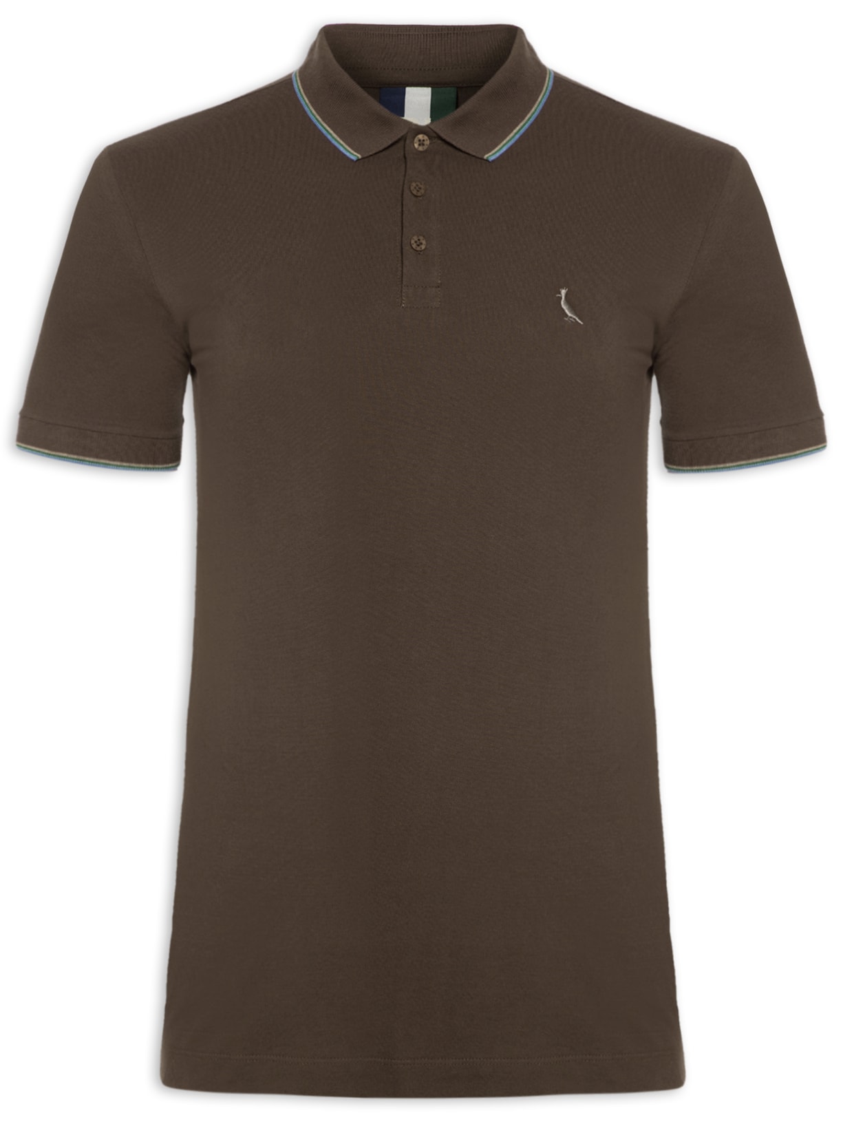 Polo Masculino Enxuto Novo Friso - Marrom