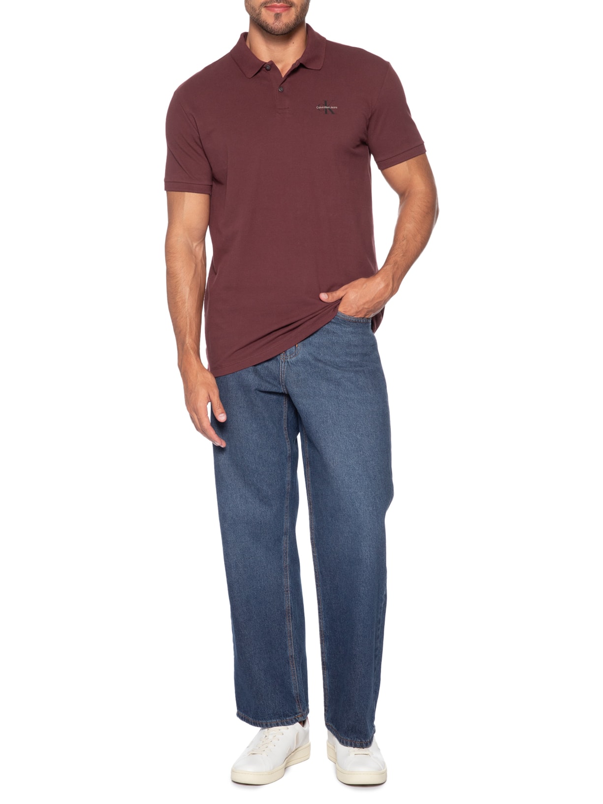 Polo Masculino Logo Re Issue Peit Vermelho Calvin Klein Jeans