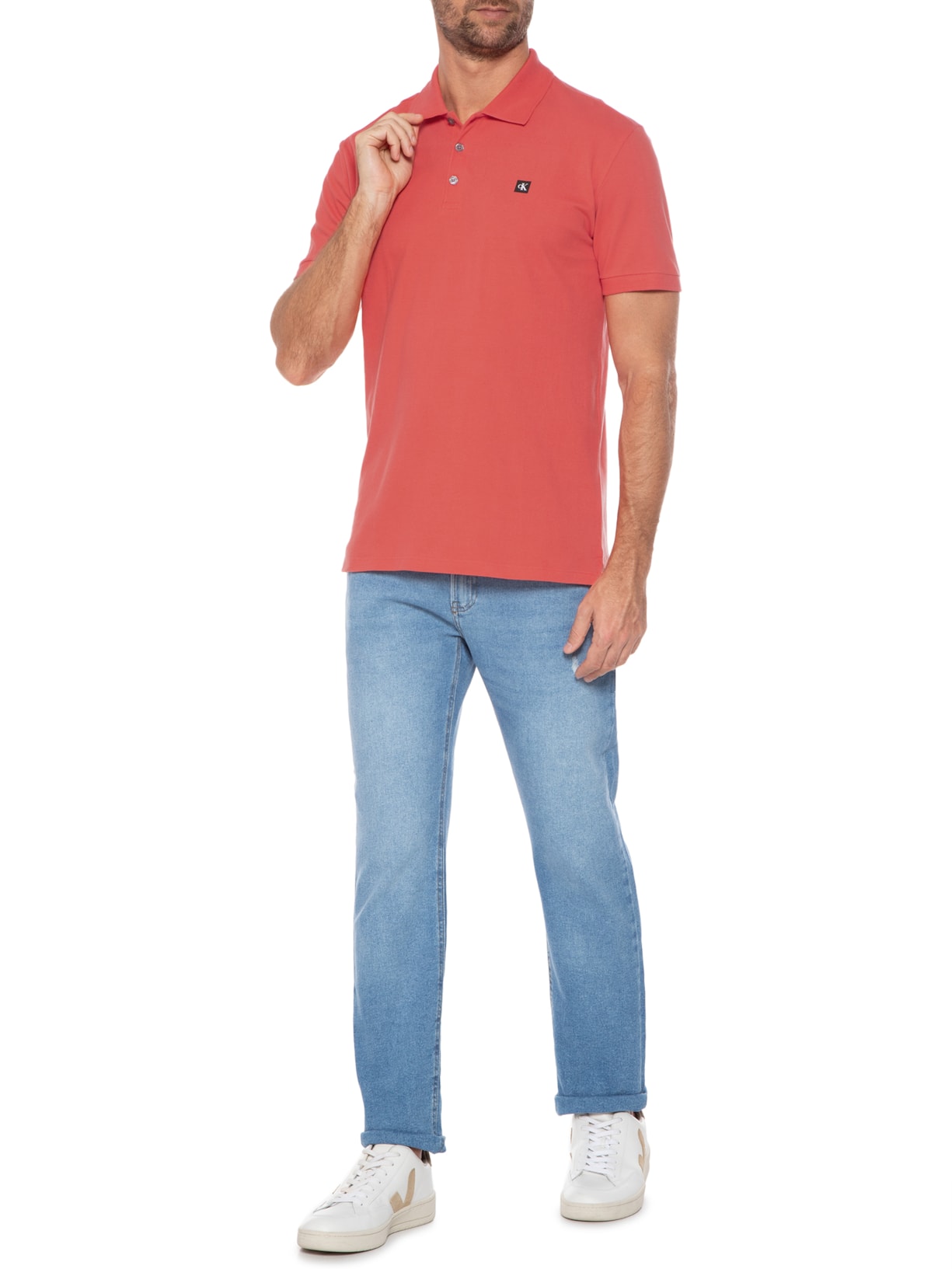 Polo Masculino Manga Curta Premium Vermelho Calvin Klein Jeans